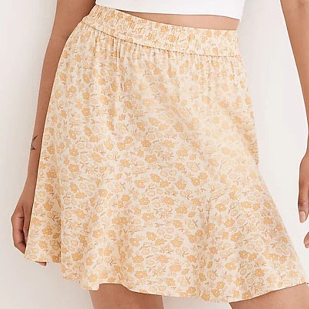 New Madewell Pull-On Swing Piccola Floral Mini Skirt Size XL